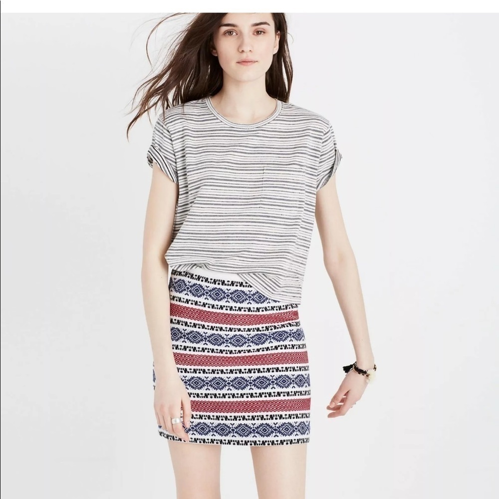 Madewell Embroidered Aztec/Jacquard Knit Striped Skirt